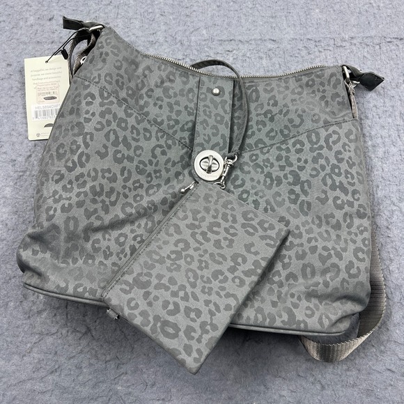 Baggallini Helsinki Bag Large Pewter Animal Print Crossbody Shoulder Travel Hobo - Picture 10 of 13